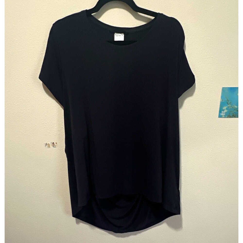 Athleta Womens Black Short Sleeve Crew Neck Stretch Relaxed Tee 2X